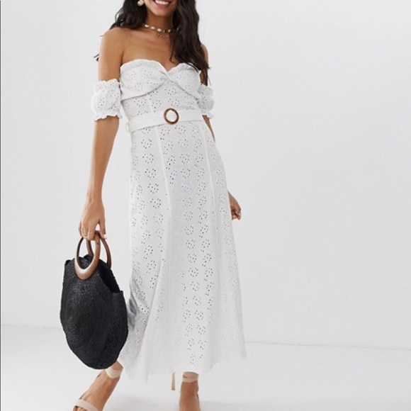 asos white bardot dress
